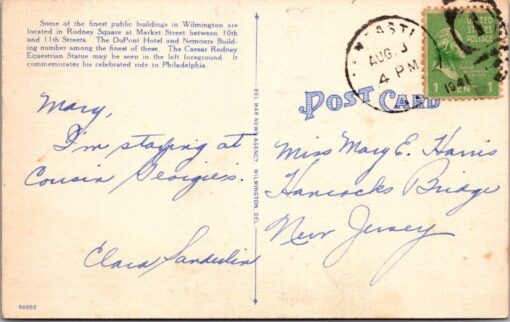 Vintage Postcard Of DuPont Hotel & Nemours Building Wilmington Delaware 1940 2 - Image 2
