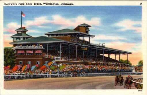 Vintage Wilmington Delaware Park Horse Race Track Postcard 1957 Linen Unposted