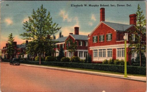 Vintage 1917 Postcard Elizabeth W. Murphy School Dover Del Linen Posted