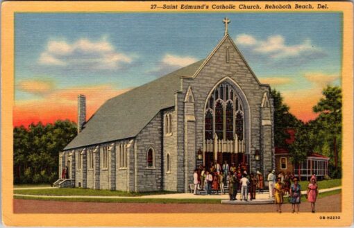 Vintage Postcard Saint Edmunds Catholic Church Rehoboth Beach Delaware 1940s