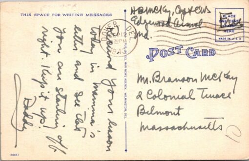 Vintage State House Dover Delaware Postcard 1943 Linen - Image 2