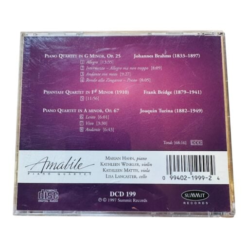 Summit Records Amabile Piano Quartet CD Audio Brahms Bridge Turina Classical - Image 2