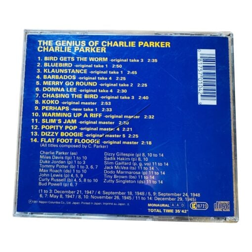 Savoy The Genius Of Charlie Parker CD SV0125 Japan Jazz Vintage Collectible - Image 2