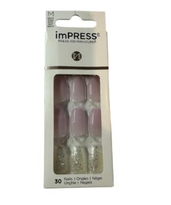 KISS imPRESS No Glue Mani 30 Pcs Press On Nails Light Neutral New Life Medium