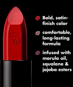 E.l.f. O Face Satin Lipstick Creamy Lipstick Infused With Jojoba Vegan Drive 51sLNe0AToL