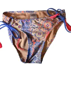 Floral Paisley Bikini Bottoms Tassel Ties Size S Multicolor Recycled Materials