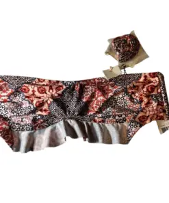 MinkPink Bohemian-Print Strapless Bandeau Bikini Top With Ruffle Trim Small