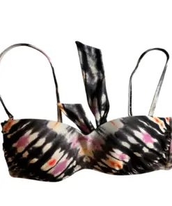 Alternative view of Bar III Womens Multicolor Abstract Tie-Front Bikini Top Nylon/Spandex Medium