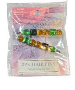 HAIR PINS 2 PACK Best Brands Green Gold Purple Jewels