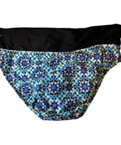 Alternative view of Next Womens Blue & Black Geometric High-Waist Bikini Bottoms Size Large Stretch