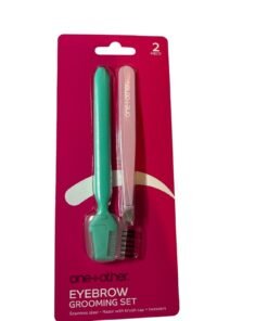Home One+Other Eyebrow Grooming Set Stainless Steel Razor Brush Cap & Slant Tweezers
